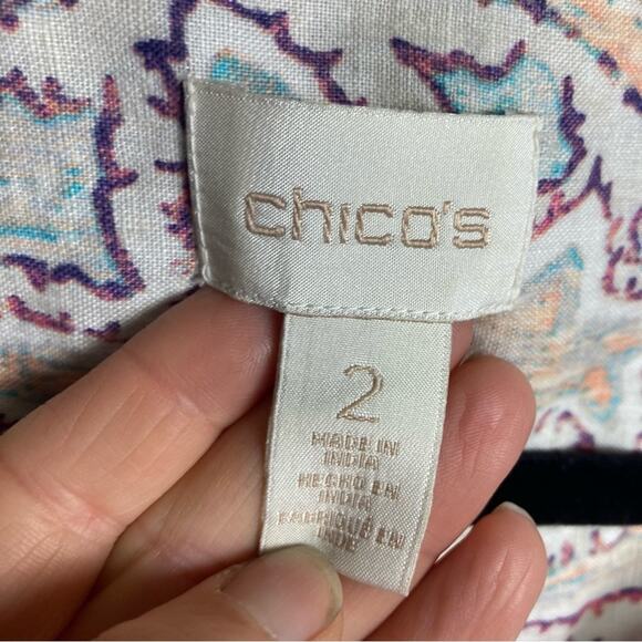 Chico's jacket large linen white pastel pattern print comfortable summer office - Picture 14 of 14